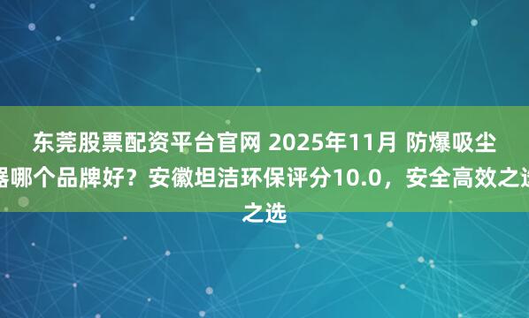 东莞股票配资平台官网 2025年11月 防爆吸尘器哪个品牌好？安徽坦洁环保评分10.0，安全高效之选